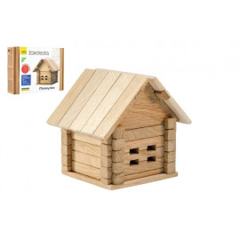 Teddies Stavebnice dřevěný dům 37 dílků v krabici 22x16,5x6cm