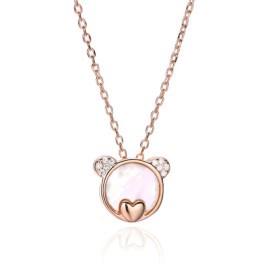 Stříbrný náhrdelník Teddy s kubickou zirkonií růžová, pozlacený