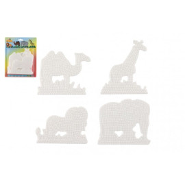Lowlands Podložka na zažehlovací korálky Hama MIDI slon,žirafa,lev,velbloud plast 4ks na kartě 19x24cm