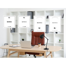 BANKA - Organizační samolepka pro kancelář od DomaLEP! varianta: PRŮHLEDNÁ - š. 5 cm x v. 5 cm - tučné písmo
