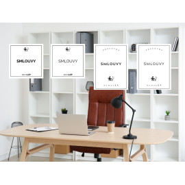 SMLOUVY - Organizační samolepka pro kancelář od DomaLEP! varianta: PRŮHLEDNÁ - š. 6 cm x v. 8 cm - tučné písmo