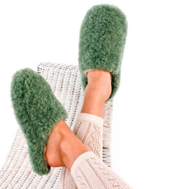 Barefoot TV pantofle Big Foot z ovčí vlny zelená / Uzdravují a z