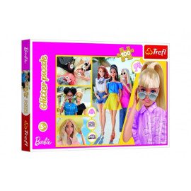 Trefl Puzzle Glitter Třpytivá Barbie 48x34cm 100 dílků v krabici 33x23x4cm