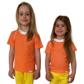 COOL NANO triko dětské .140 .oranžovo-bílé pruhy