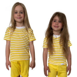 COOL NANO triko dětské .120 .žluto-bílé pruhy