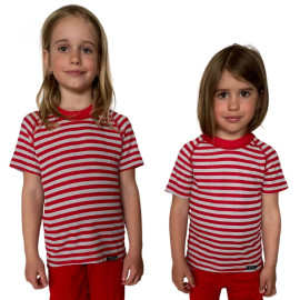 COOL NANO triko dětské .130 .červeno-bílé pruhy