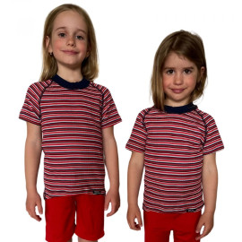 COOL NANO triko dětské .140 .červeno-černo-bílé pruhy