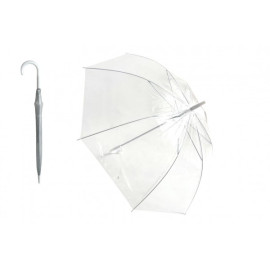 Teddies Deštník průhledný bílý svatební plast/kov 82cm v sáčku
