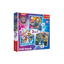 Trefl Puzzle 3v1 Mocná štěňata Tlapková patrola/Paw Patrol 20x19,5cm v krabici 28x28x6cm
