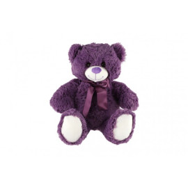 Teddies Medvěd s mašlí plyš 50cm fialový v sáčku 0+