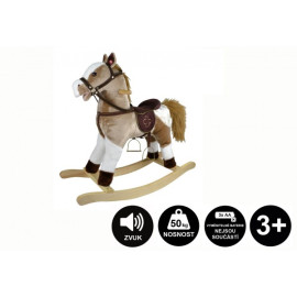 Teddies Kůň houpací světle hnědý plyš na baterie 71cm se zvukem a pohybem nosnost 50kg v krabici 62x56x19cm