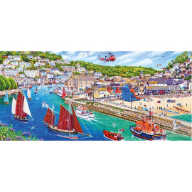 GIBSONS Panoramatické puzzle Přístav Looe, Cornwall 636 dílků