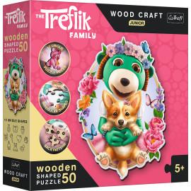 Trefl Wood Craft Junior puzzle Šťastní Treflíci 50 dílků