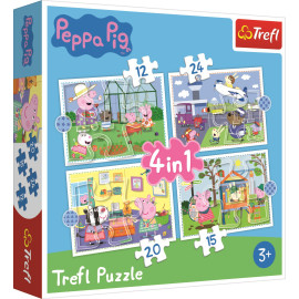 TREFL Puzzle Prasátko Peppa: Vzpomínky na prázdniny 4v1 (12,15,20,24 dílků)
