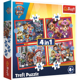 TREFL Puzzle Tlapková patrola ve městě 4v1 (35,48,54,70 dílků)