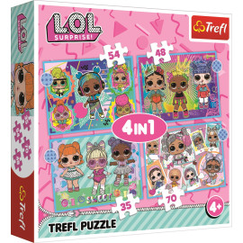 TREFL Puzzle LOL Surprise: Seznamte se s panenkami 4v1 (35,48,54,70 dílků)