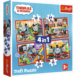 TREFL Puzzle Mašinka Tomáš 4v1 (12,15,20,24 dílků)