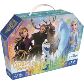 TREFL Třpytivé Glitter puzzle v kufříku Ledové království: Kouzelné přátelství 70 dílků