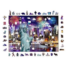 WOODEN CITY Dřevěné puzzle Noční New York 2v1, 1010 dílků EKO