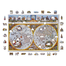 WOODEN CITY Dřevěné puzzle Antická mapa Nova Terrarum 2v1, 1010 dílků EKO