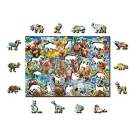 WOODEN CITY Dřevěné puzzle Zvířecí pohlednice 2v1, 505 dílků EKO