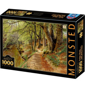 D-TOYS Puzzle Jarní den v lese s čerstvými listnatými buky a kobercem sasanek 1000 dílků