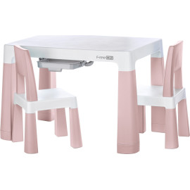 FREEON Plastový stolek s židlemi Neo, bílá,růžová