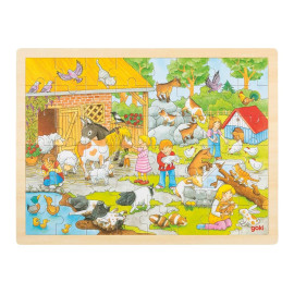 GOKI Dřevěné puzzle Dětská Zoo 48 dílků