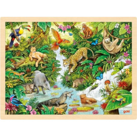 GOKI Dřevěné puzzle Džungle 96 dílků