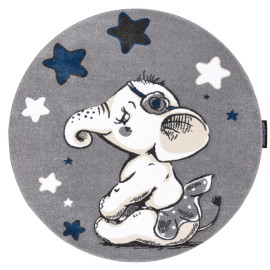 Dywany Łuszczów Dětský kusový koberec Petit Elephant stars grey kruh - 120x120 (průměr) kruh cm