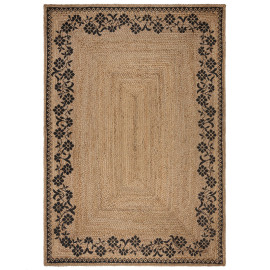 Flair Rugs koberce Kusový koberec Printed Jute Maisie Natural/Black - 80x150 cm