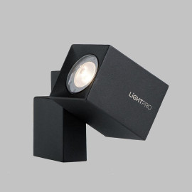 LiGHTPRO Quartz černý, hranatý venkovní LED reflektor, LiGHTPRO