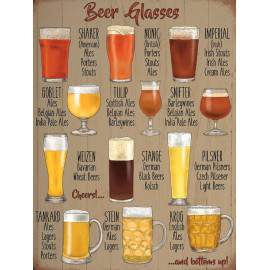Plechová cedule Beer Glasses Velikost: A4 (30 x 20 cm)