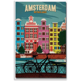 Plechová cedule Amsterdam Velikost: A5 (20 x 15 cm)