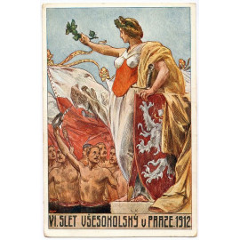 Plechová cedule Všesokolský slet 1912 Velikost: A5 (20 x 15 cm)