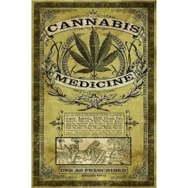 Plechová cedule Cannabis Medicine Velikost: A5 (20 x 15 cm)
