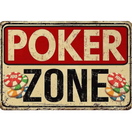 Plechová cedule Poker Zone Velikost: A4 (30 x 20 cm)