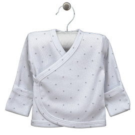 LORITA Zavinovací košilka “Snuby”, dlouhý rukáv, hvězdičky, bílá Velikost: 62