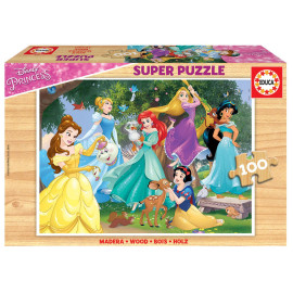 EDUCA Dřevěné puzzle Disney Princezny 100 dílků