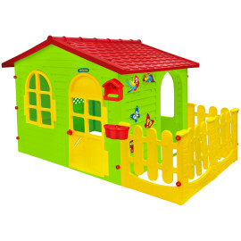 MOCHTOYS Dětský zahradní domeček s plotem a tabulí