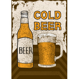 Plechová cedule Cold beer Velikost: A5 (20 x 15 cm)