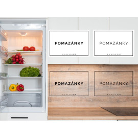 POMAZÁNKY  - organizační samolepky do lednice od DomaLEP! varianta: BÍLÁ - š. 6 cm x v. 4 cm