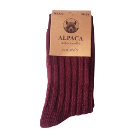 Klasické ponožky Lukáš z vlny lama alpaka vínová / Udržují teplo