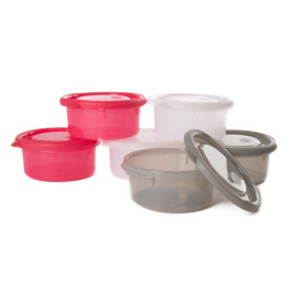 Misky s víčky Bowls Pink/White/Grey 300ml (6ks)