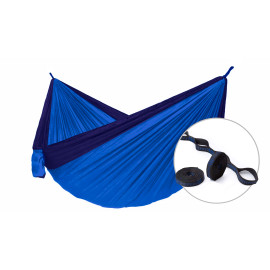 Houpací síť pro dva Camping + Slap strap (modrý SET)