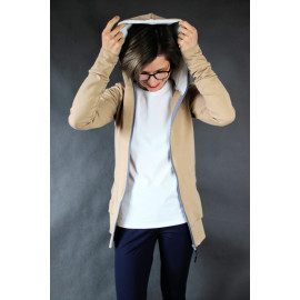 Mikina na zip s kapucí Raily Oriclo béžová Velikost: XL