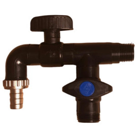 zahradní kohoutek dvoucestný 1/2" - 3/4" plast