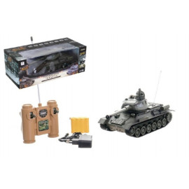 Teddies Tank RC plast 33cm T-34/85 na baterie+dobíjecí pack 27MHz se zvukem a světlem v krabici 40x15x19cm
