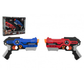 Teddies Pistole 2ks laser game plast 25cm na baterie se zvukem a se světlem v krabici 46x33x6cm