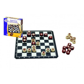 Detoa Magnetické cestovní šachy dřevěné kameny společenská hra v krabici 20x20x4cm